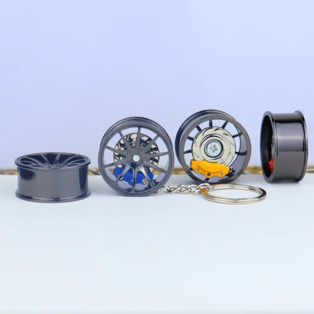 3D Wheel Hub Car Key Chain Fidget Toy Fingertip Gadget Keyring Lovely Gift