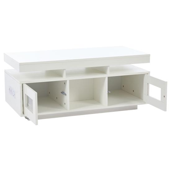 100x50x43cm Black High-Gloss Coffee Table, with LED Lights Controllable, Mobile App, Living Room Table with Cabinet, Sofa Table with Charging Port And
