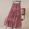 DX~~ French Retro Printing Stitching A-word Skirt Women's Summer New High-waist, Slim and Thin Big Swing Skirt