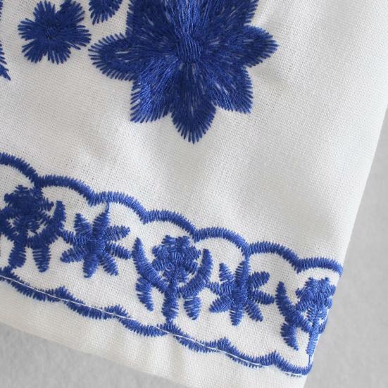 Рубашка с v-образным вырезом и длинным рукавом, однобортная женская блузка с цветочной вышивкой для свиданий