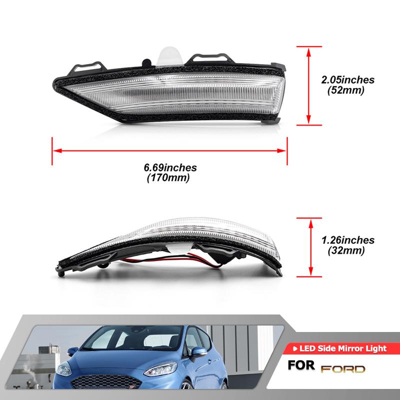 For Ford Fiesta ST Line MK8 2018 Fiesta MK8 2019 2020 P-uma 2020 Dynamic Led Rearview Side Mirror Blinker Turn Signal Lights