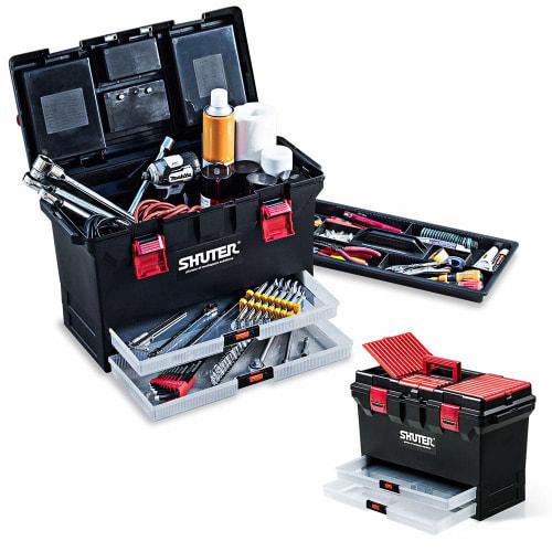 E-Supply Tool Box, Large, 27L Capacity, Small Item Storage, Drawers, Handles, Professional Grade, 56cm Wide, 25kg Weight Capacity (EEX-TBX06T)