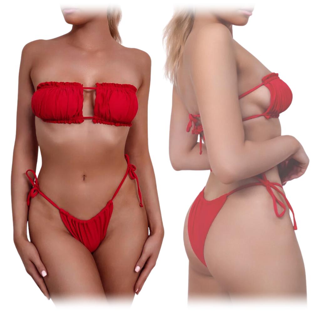 Two-Piece Bikini Swimsuit Sexy Thong Thong Tied
