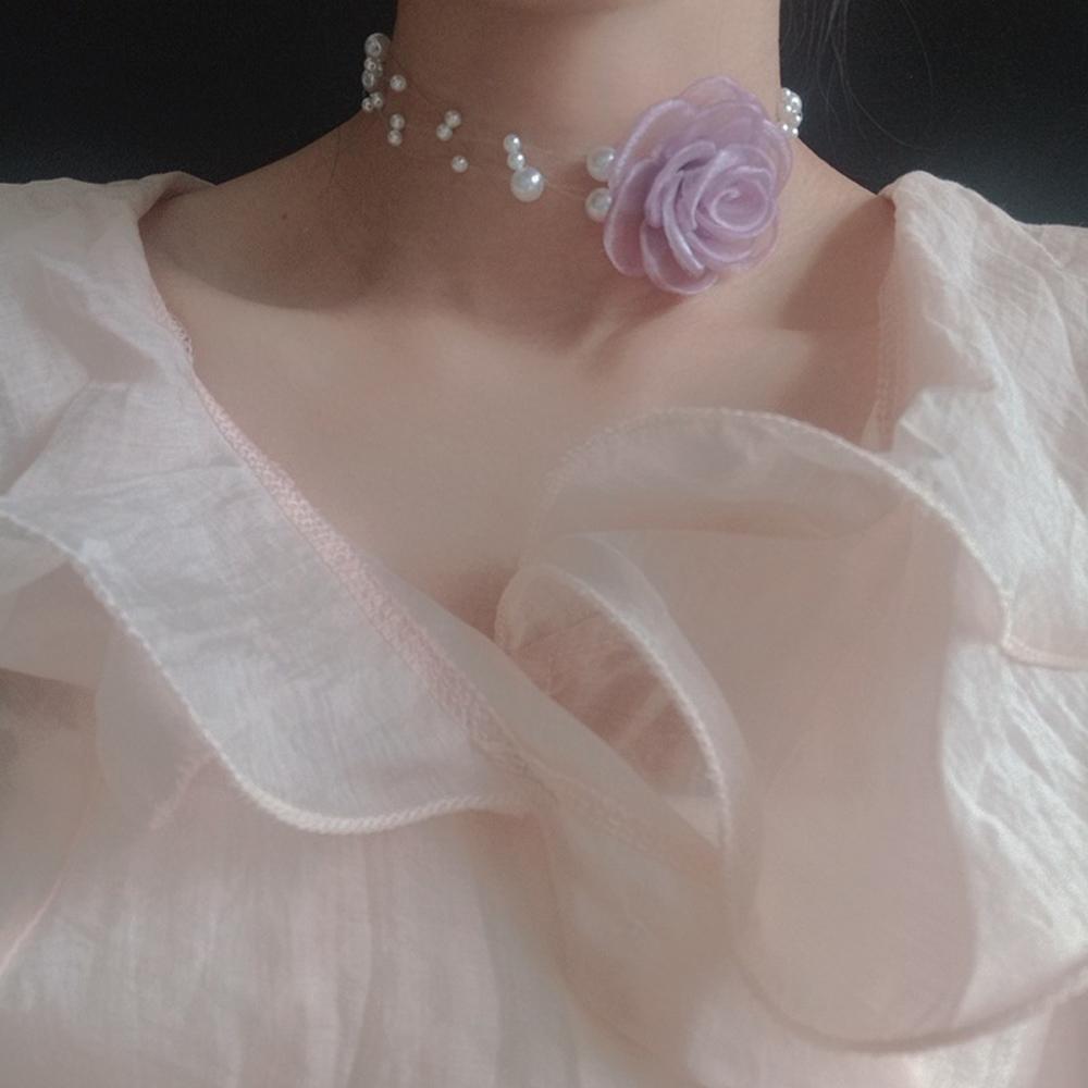 Вечеринка Новые Женщины Девушки Подвеска Бисер Модные Украшения Ключица Чокер Пряжа Цветок Жемчуг Ожерелье