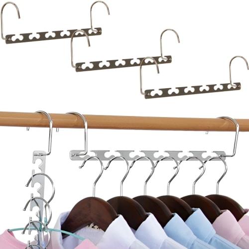 fogman Stainless Steel Hangers, Vertical and Horizontal Use, Space-Saving, Holds 12 Clothes, Set of 3 (Silver)