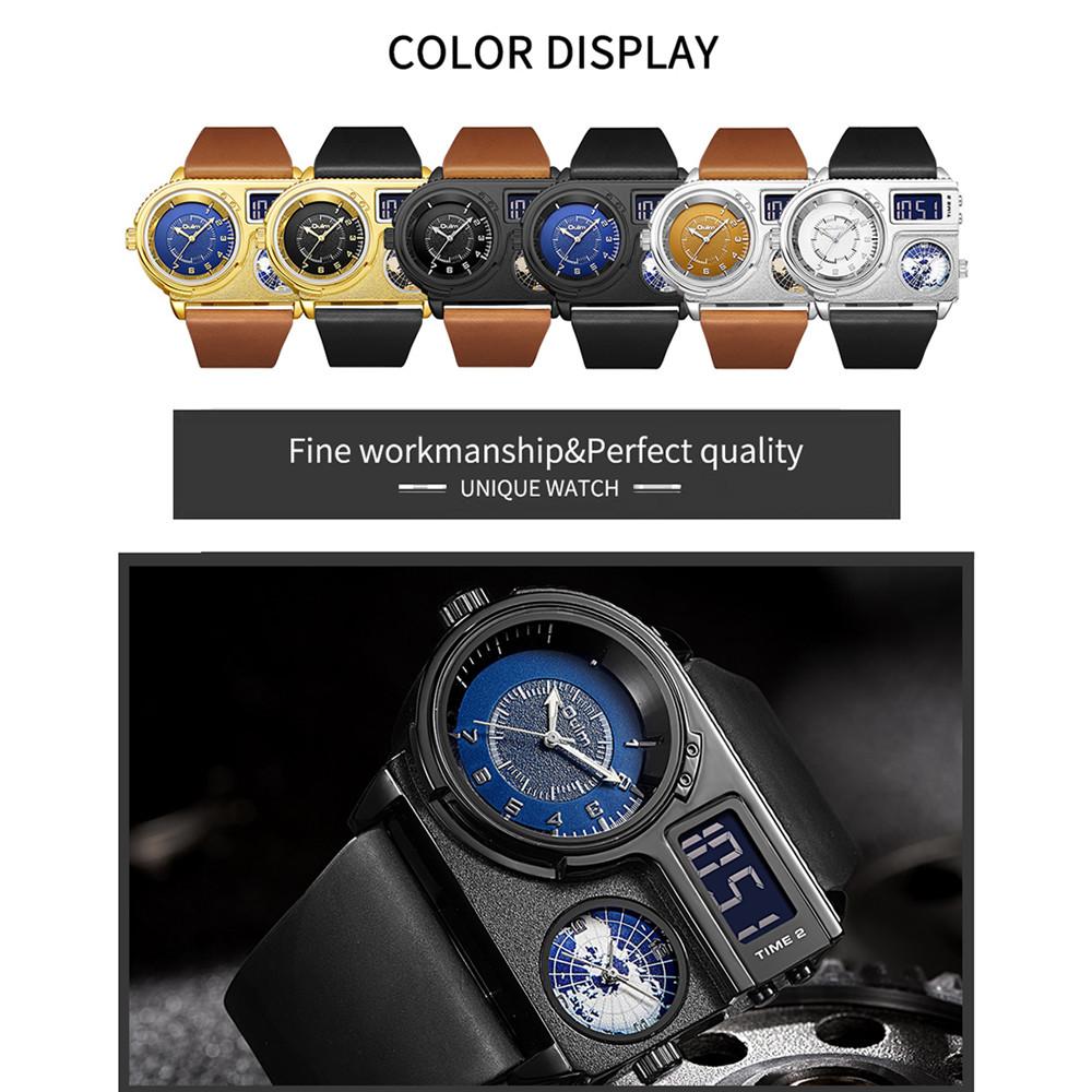 Oulm Large Dial Quartz Watch Leather Sports Casual Men's Watch Gold Men's Watch Fashion Cool Watch