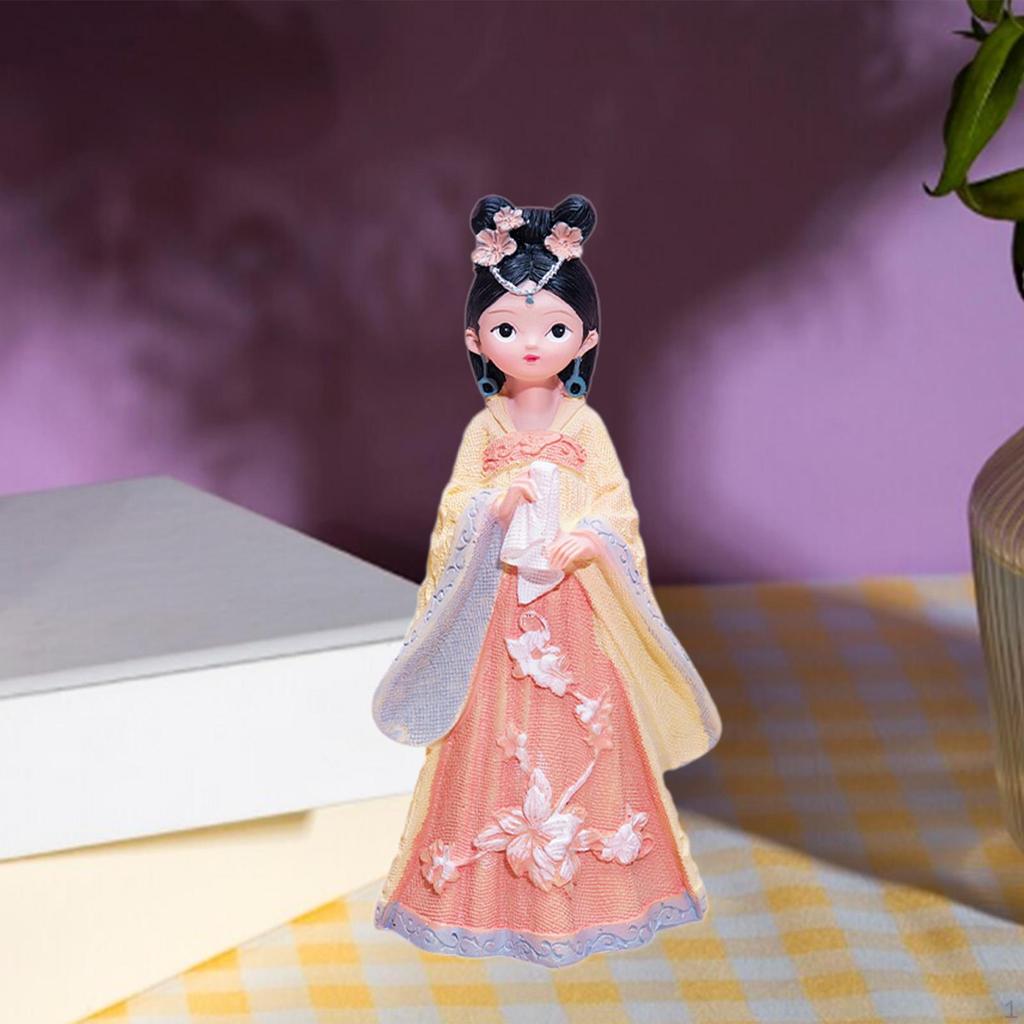 Статуэтка древней китайской девушки, кукла в ханьфу, фигурка из смолы ручной работы, подарок для гостиной и рабочего стола