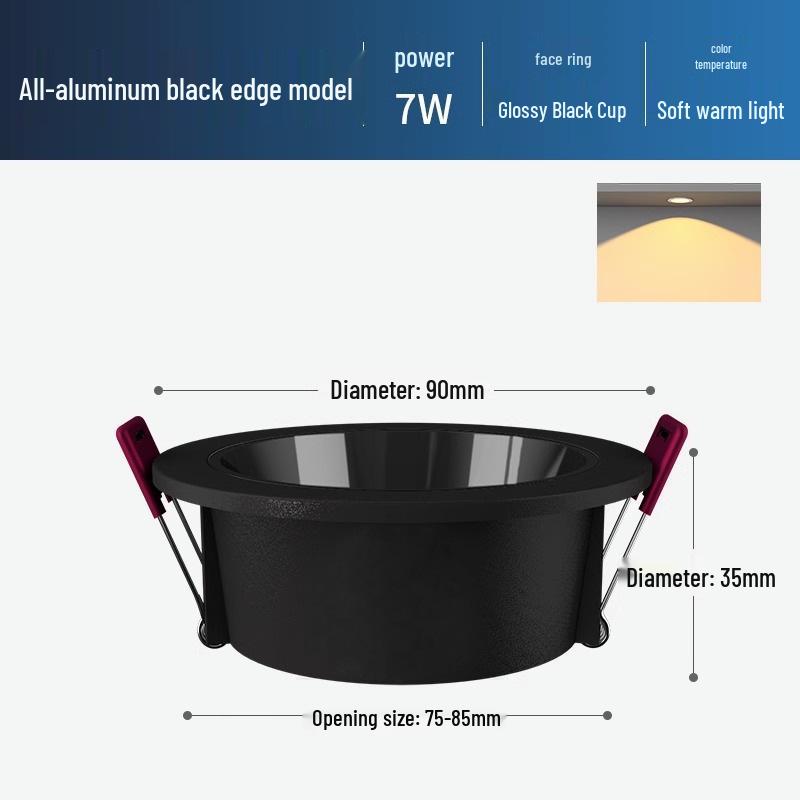 Ultra-Thin Anti-Glare Deep Cup Recessed Downlight for Living Room Ceiling