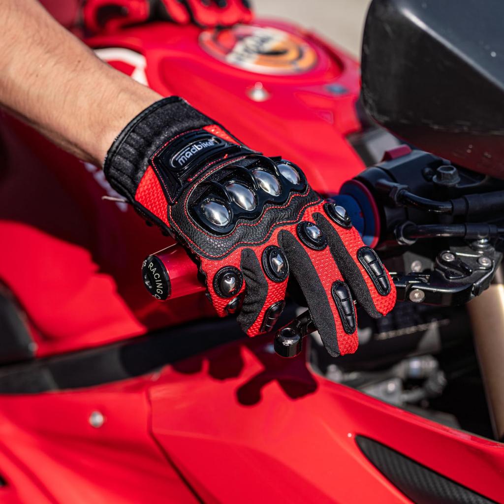 ILM, Motorbike Glove, Knuckle Guard, For Summer/Winter, Men's, Women's, red