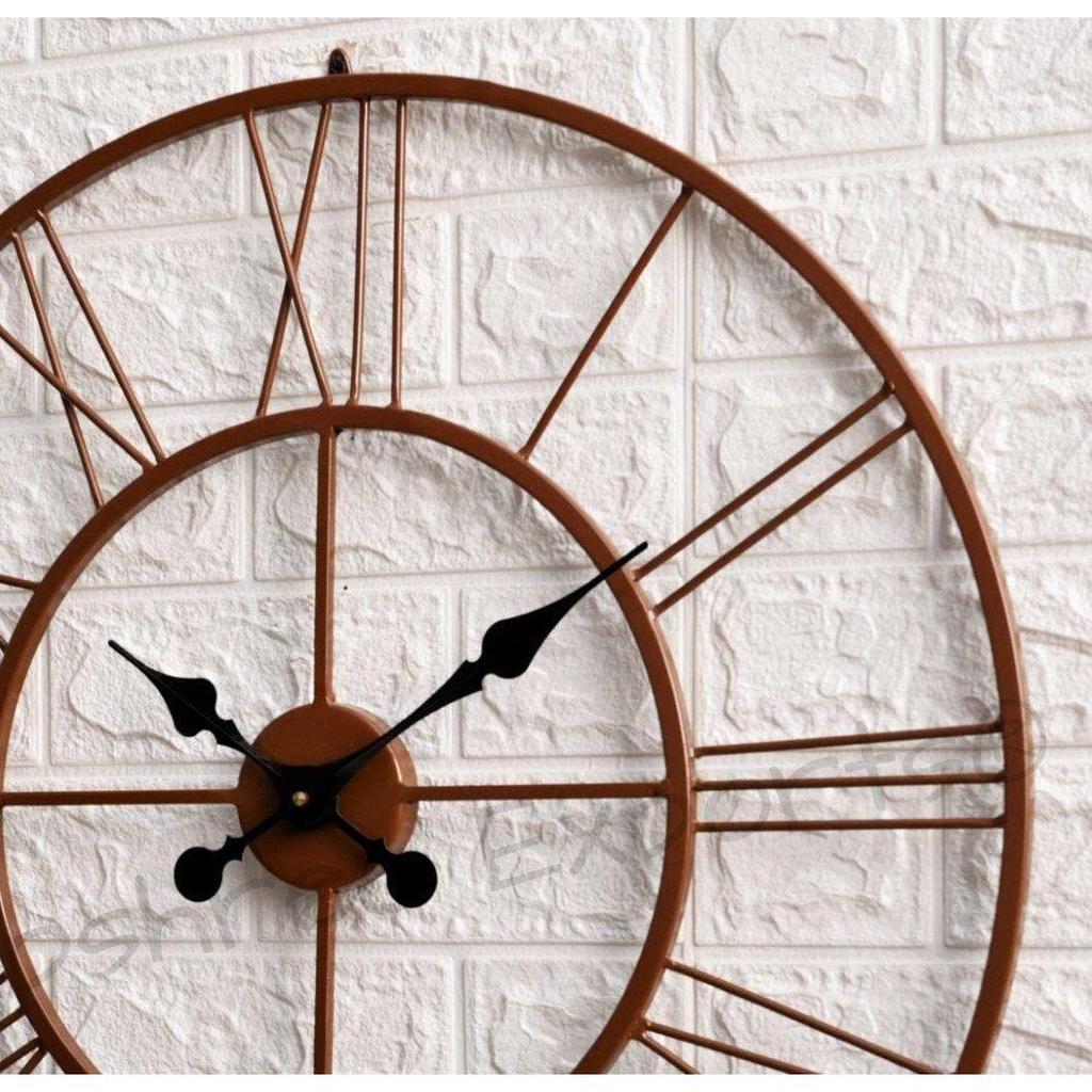 Часы Железные Ручной Работы Большие Медные Абстрактные Аналоговые Настенные Часы (60X60 См, Коричневый, Медь)