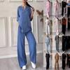 2024 Women's European & American Solid Color Cotton Linen Casual Set Pants