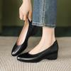 First Layer Cowhide Thick Heel Single Shoes Women's 2025 Spring New Round Head Flat Shoes Women's One-pedal Black Single Shoes Women