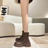 Винтажные зимние женские ботильоны на платформе, модные молнии сзади, толстый каблук, эластичные современные короткие ботильоны, лаконичная женская обувь