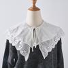 Women Girls Vintage Lolita False Fake Collar Shawl Sweet Ruffles Lace-Up Bow Decorative Necklace Choker Short Poncho