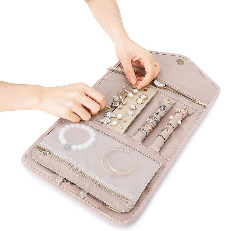 Large Jewelry & Travel Organizer Box - Multi-Compartment Portable Zippered Case Suitable for Necklaces, Earrings, Bracelets