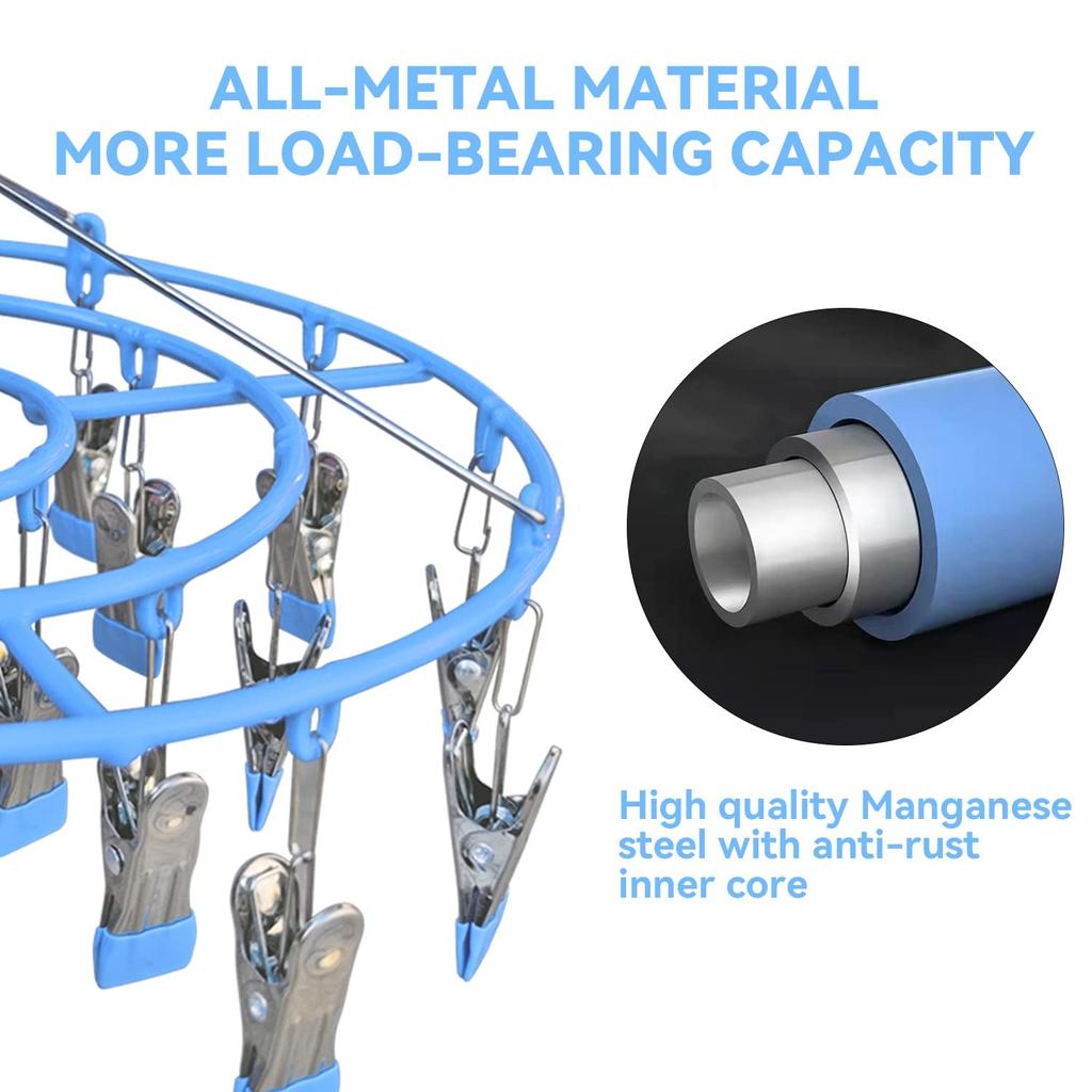 Сушильная стойка для одежды, нержавеющая сталь, вешалка для белья, прочный круглый поворотный ветрозащитный крючок, вешалка для нижнего белья, полотенце, бюстгальтеры, носки, нижнее белье