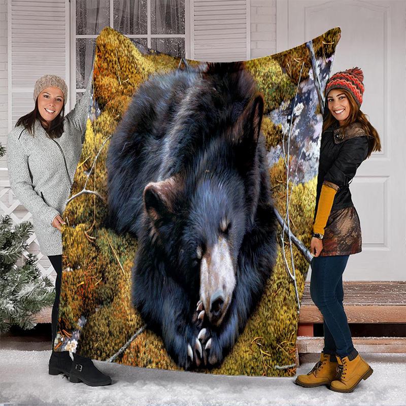 Black Bear Family Throw Blanket Perfect All Seasons Soft Comfortable Sofa Office Naps Travel Birthday Gift Christmas Present