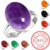 925 Sterling Silver Ring Women Gemstone Handmade Jewelry Easter Gift Amber Amethyst Black Onyx Carnelian Garnet Quartz Green Onyx Gold Stone Vintage