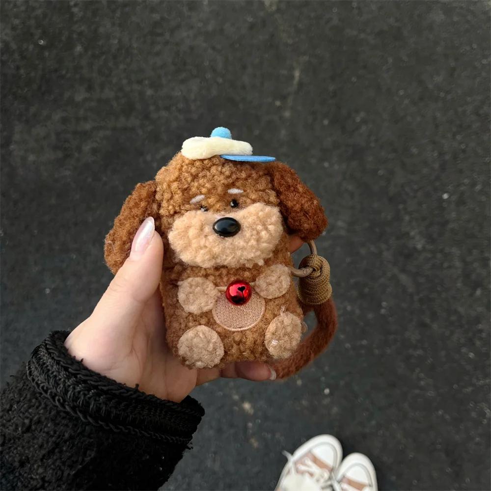 Мягкий противоударный чехол для наушников для Airpods4 3 2 Pro плюшевый Ins милый прекрасный медведь защитный для наушников высокое качество ударопрочный чехол