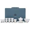 Suet jade white porcelain kung fu tea set full set tea set cover bowl tea cup travel tea set gift box print