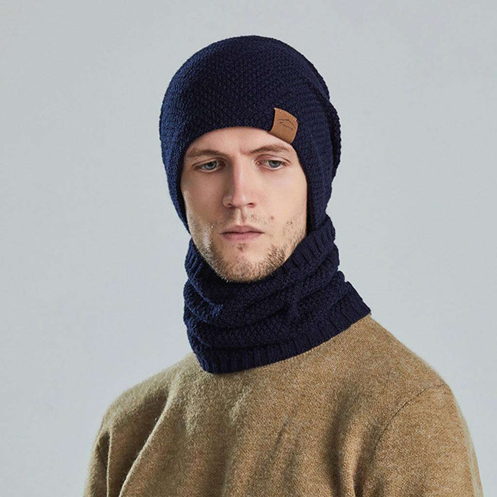 Уличная теплая зимняя вязаная шапка и шарф, стильная вязаная шапка для мужчин и женщин