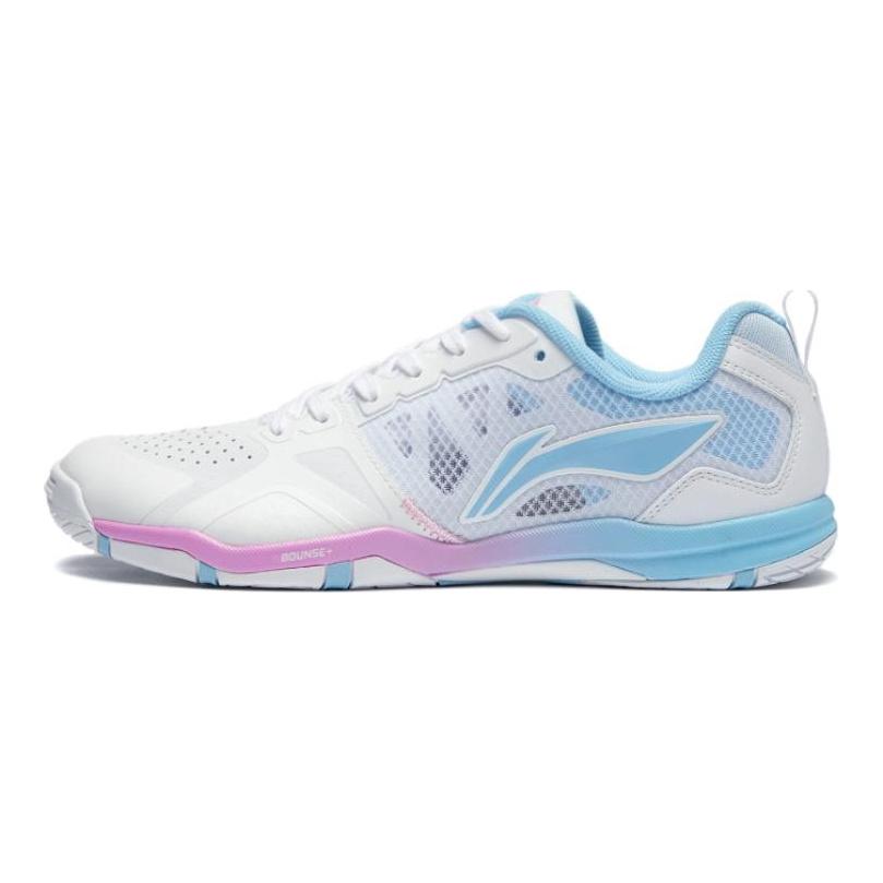 Li Ning Обувь для настольного тенниса с амортизацией, износостойкая, низкая, унисекс, белая с синим APPU023-7