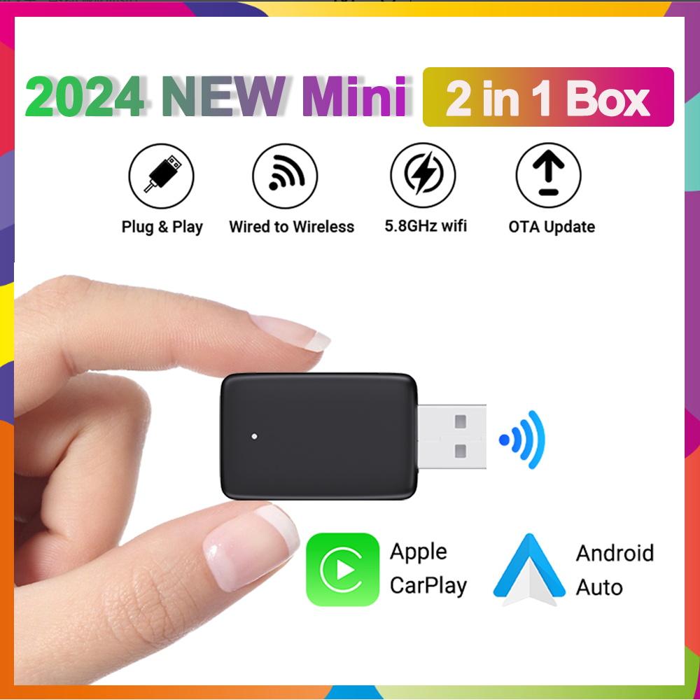 Новый беспроводной адаптер CarPlay Android Auto 2в1 Смарт Мини-бокс USB Plug&Play Bluetooth WiFi Быстрое подключение Универсальный блок CarPlay