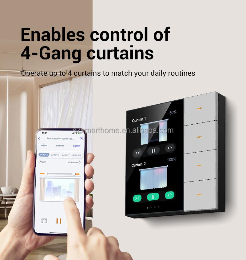 Умный настенный выключатель 4-клавишный Zigbee Smart Life, современный, прочный, с сенсорной панелью для управления через приложение, совместимый с умным домом F3 Pro