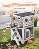 VEVOR Outdoor Cat House, 2-Story Wooden Cat Shelter with Stairs & Balcony, Elevated Feral Kitty Shelter, Spacious Room