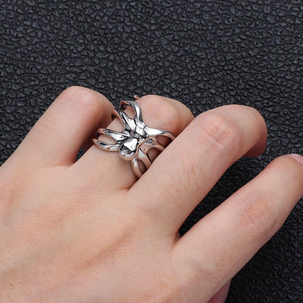 Gothic Adjustable Hip Hop Promise Biker Mens Rings Halloween Punk Simulation Animal Spider Ring