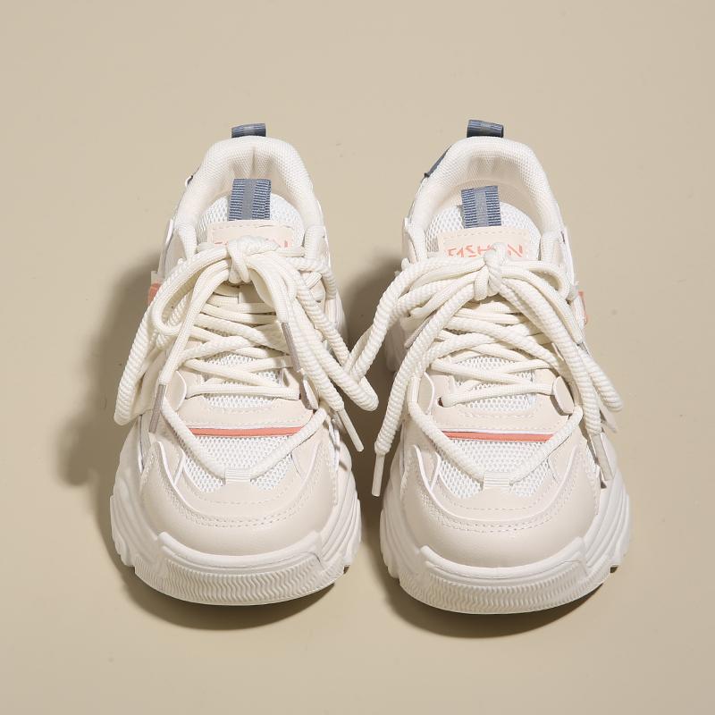 Кроссовки на толстой подошве для женщин на платформе со шнуровкой из дышащей сетки Высококачественная весенняя женская вулканизированная обувь Zapatos Mujer