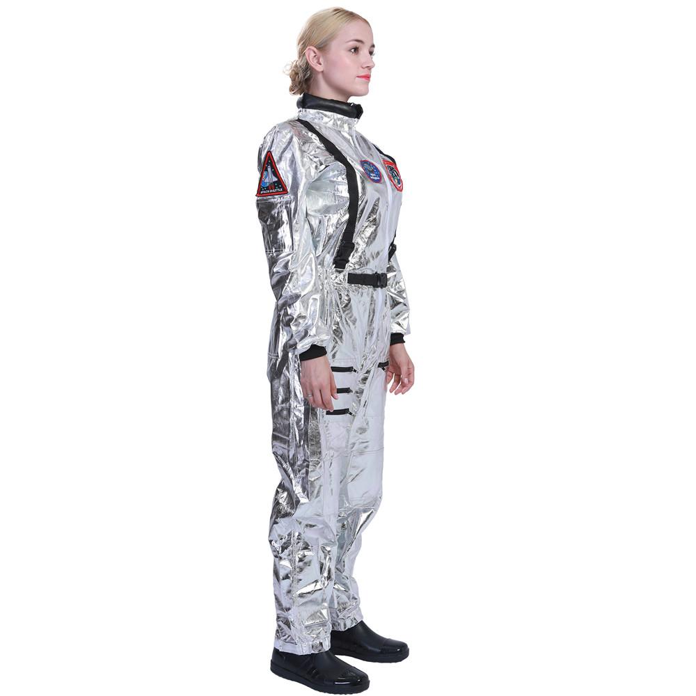 Костюм на Хэллоуин, женский костюм космонавта, костюм космонавта для взрослых, серебряный комбинезон с длинными рукавами, костюм Пурима