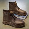 2025 Men's British Style High-Top Leather Martin Boots - Non-Slip, Wear-Resistant Casual Ankle Work Shoes for Autumn