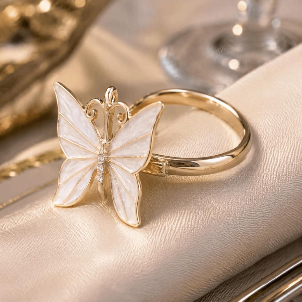 6pcs Alloy Material Butterfly Napkin Ring 1.81 X 1.42 in Tableware Accessory Set  Holiday Decoration