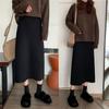 Женские юбки Осень и зима без разрезов Трикотажные юбки средней длины с высокой талией Тонкая юбка трапециевидной формы