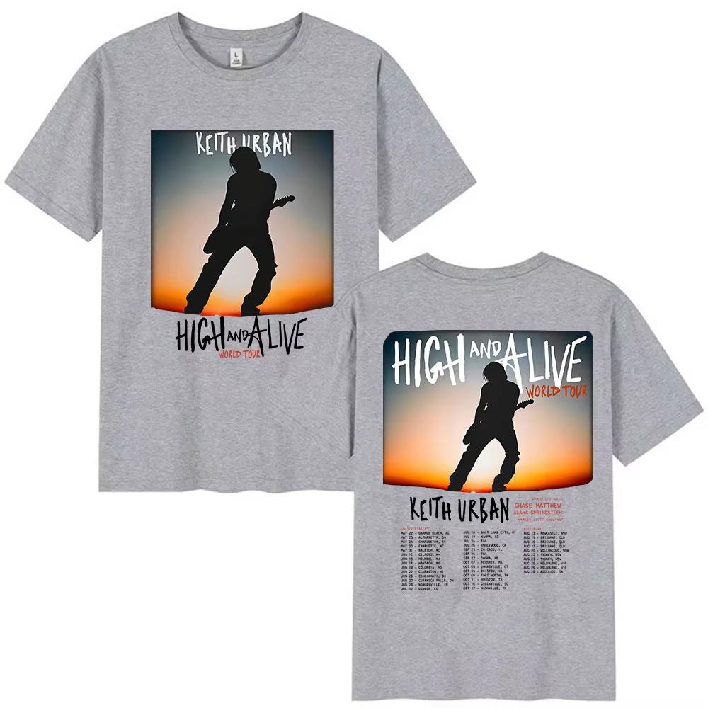 Keith Urban High and Alive World Tour 2025 Merch T-shirts Men Women Vintage Hip Hop Fashion Oversized Cotton T Shirts Streetwear