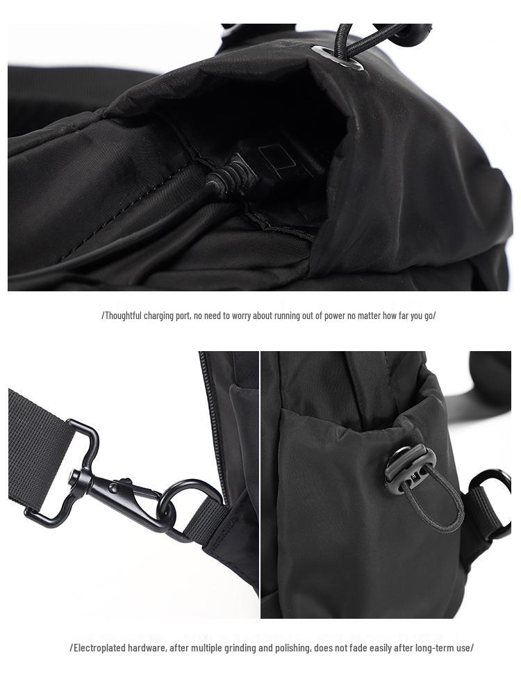 Мужская USB сумка через плечо: Водонепроницаемый нейлон, деловая и дорожная наплечная сумка