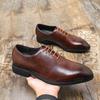 Мода 2025 Бренд Мода Заостренные Деловые Повседневные Кожаные Туфли Высокое Качество Мужские Удобные Мягкая Кожа Шнуровка Резьба Низкие Туфли