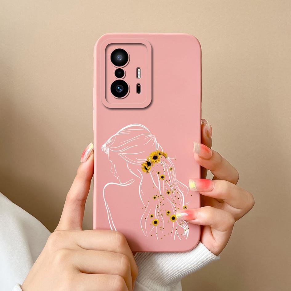 Чехол для Xiaomi 11T Pro Чехол Модный Дизайн Милые Девушки Матовый Жидкий Силикон Защитная Пленка для Экрана Чехол для Xiaomi 11T 11 T Fundas