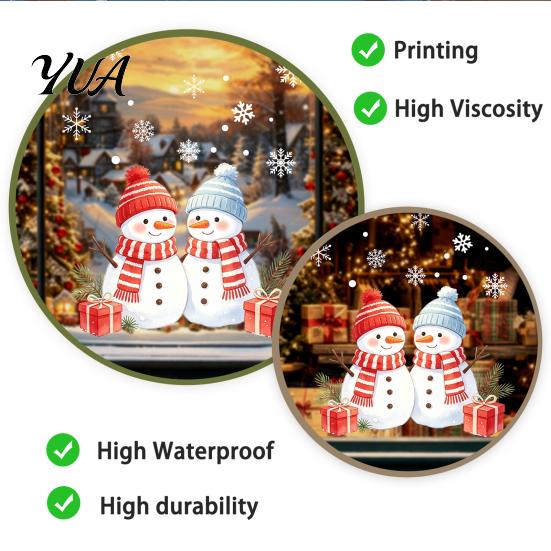 Holiday Atmosphere Home Accents Christmas Snowman Static Glass Sticker, PVC Waterproof Window Decals for Winter Wonderland Art Decoration,
