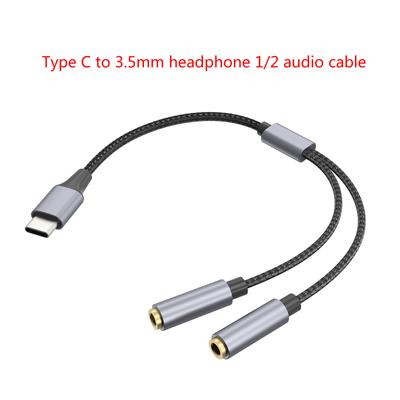 Кабель-переходник для наушников USB C - Aux, Type-C (папа) - двойной разъем 3,5 мм (мама), Y-разветвитель, адаптер для наушников с микрофоном, аудио удлинитель