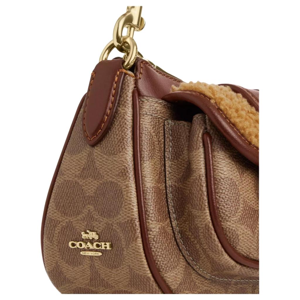 COACH Ashton Coated Canvas With Wool And Leather Crossbody One Shoulder Handbag Medium Women's Tan CCZ24-IMYMX