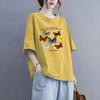 Летняя хлопковая футболка с круглым вырезом и короткими рукавами, повседневная свободная футболка с принтом, женская футболка