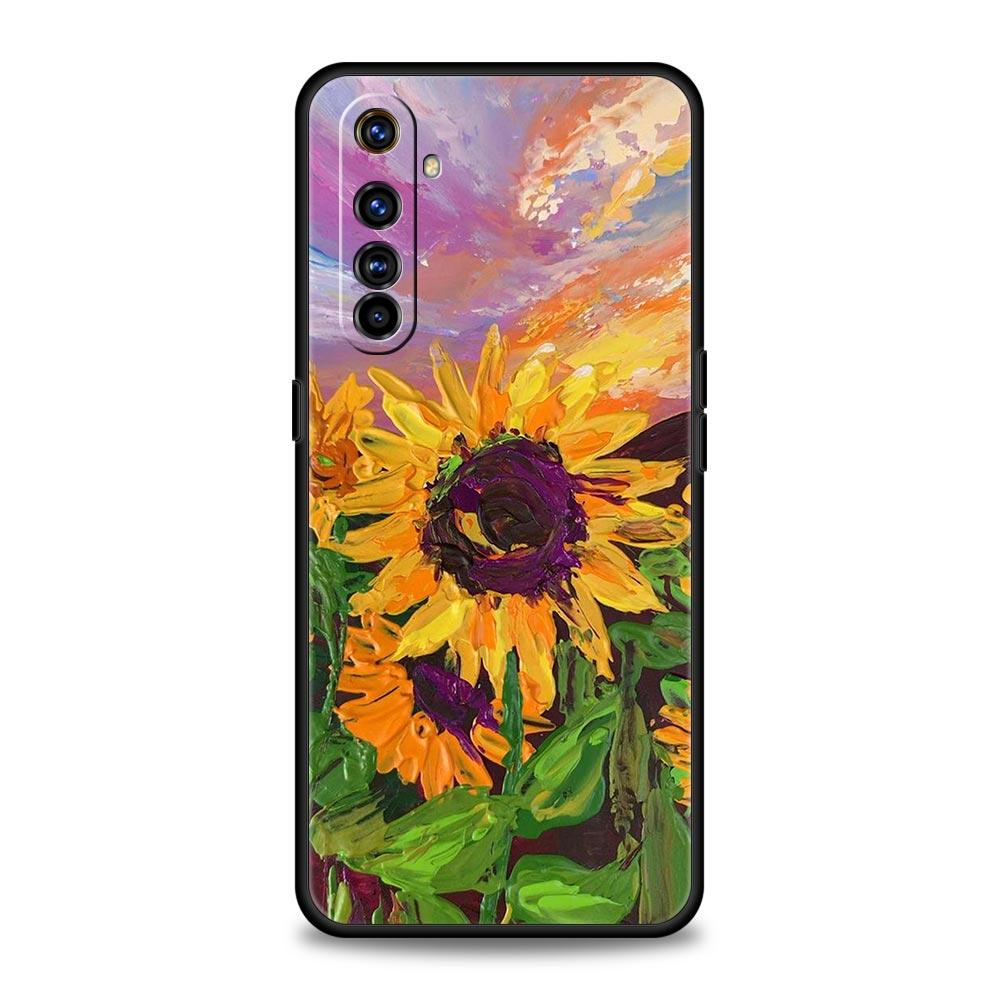 Эстетический чехол с подсолнухом для Realme GT Neo 2 3 3T, чехол для телефона Realme 11 10 9 8 5G 7 6 GT2 Pro Plus C21 C11 C25 C35, силиконовый чехол