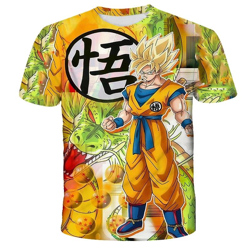 2026 Летняя Ретро Футболка Dragon Ball для Фитнеса Мужская Оверсайз 3D Печать Короткий Рукав Семейная Унисекс Детская Спортивная Футболка