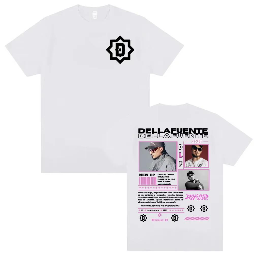 Rapper Dellafuente 2025 Tour Double Sided Graphic T Shirts Men Women Cotton Short Sleeve Tees Fashion Hip Hop Streetwear Tops