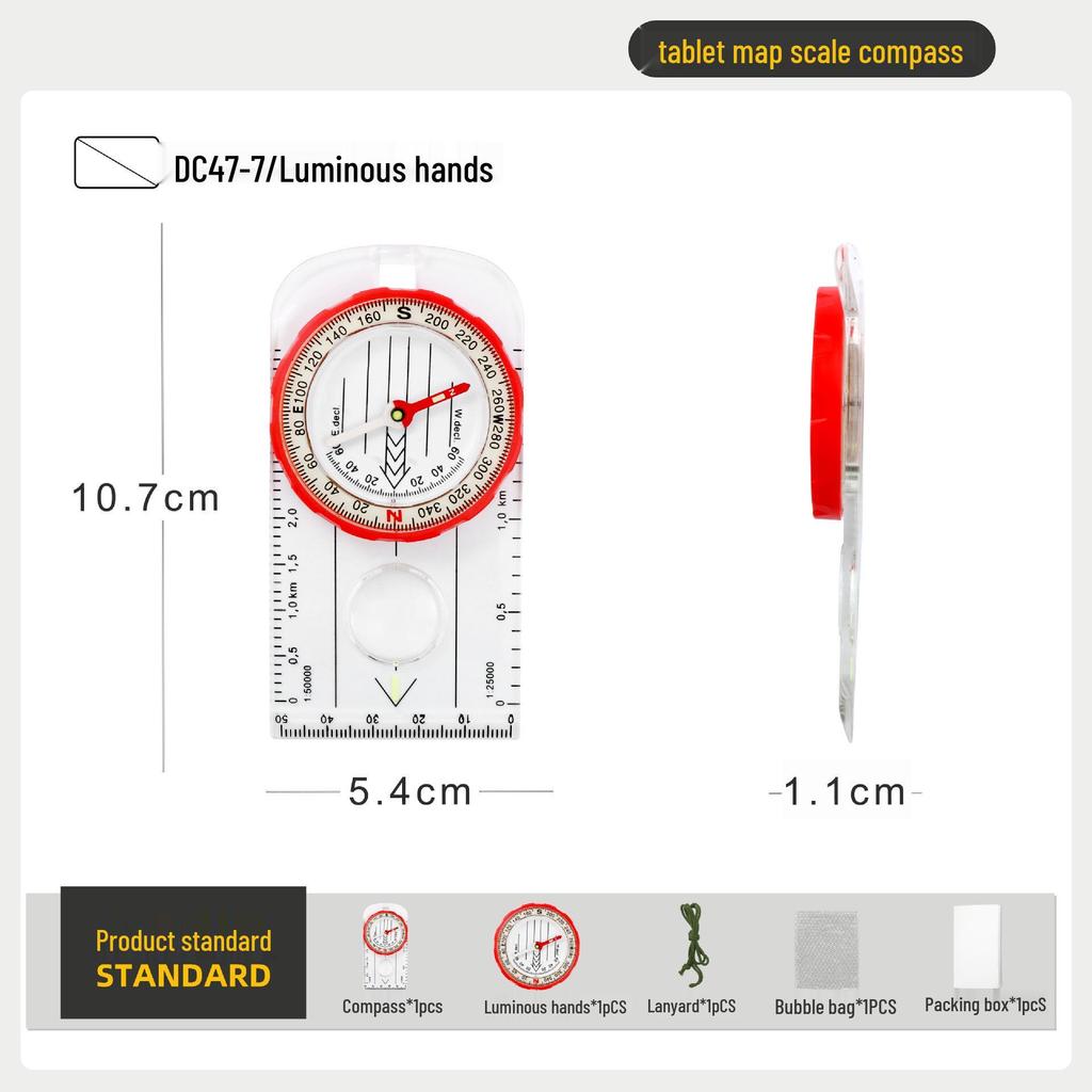Outdoor Compass with Magnifying Glass and Ruler Scale for Students and Orienteering