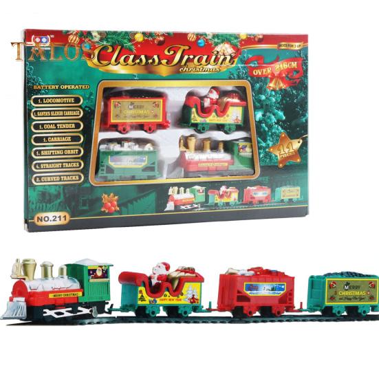 1 набор рождественских электрических игрушечных поездов с вагонами локомотива, обучающая рождественская классическая игрушечная железная дорога со светом и звуком для мальчиков
