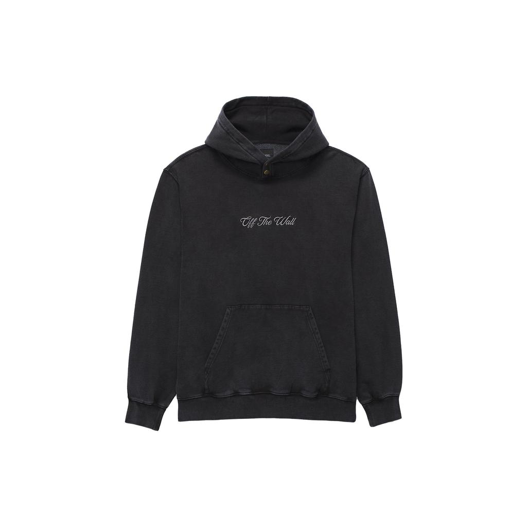 Vans Scripted Double Snap Loose Pullover Hoodie Logo Embroidery Men Hoodies Black VN000ABNBLK