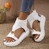 Sandals Women Summer 2024 Women Fashion Sexy Beach Wear Flat Shoes Solid Color Braided Knit O-Ring Cutout Platform Sandals